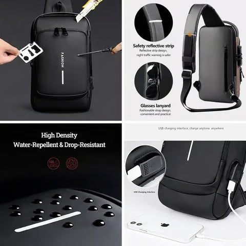 New Carbon Fiber Streamline Anti-Theft Sling Bag