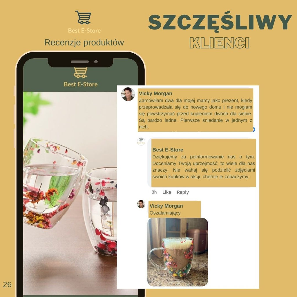 🌼 Floral Fusion: Szklane Kubki Podwójnymi Sciankami