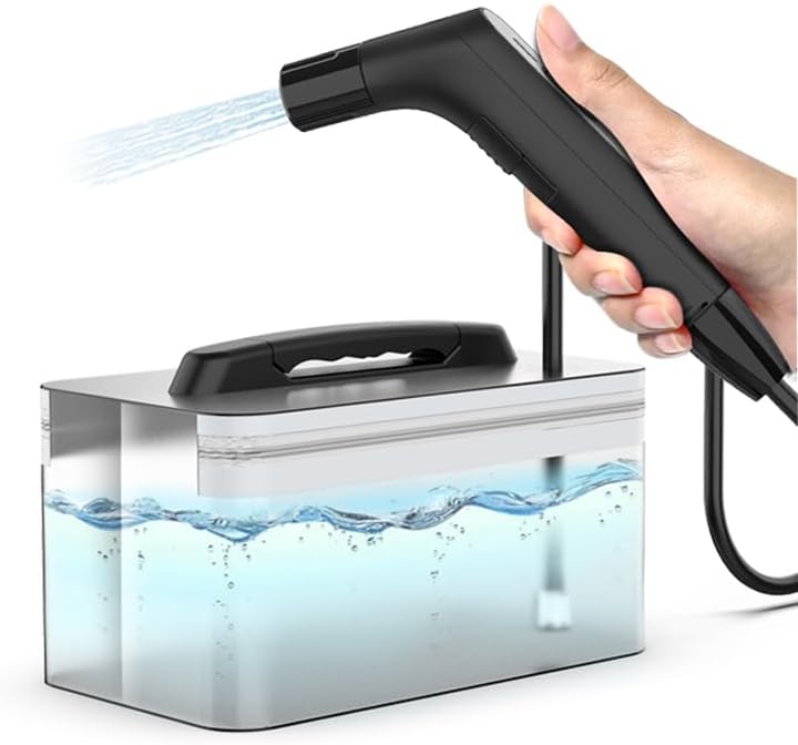 Portable Electric Shattaf | 1.2m Hose | 2.3L Container | Rechargeable for Travel | Camping