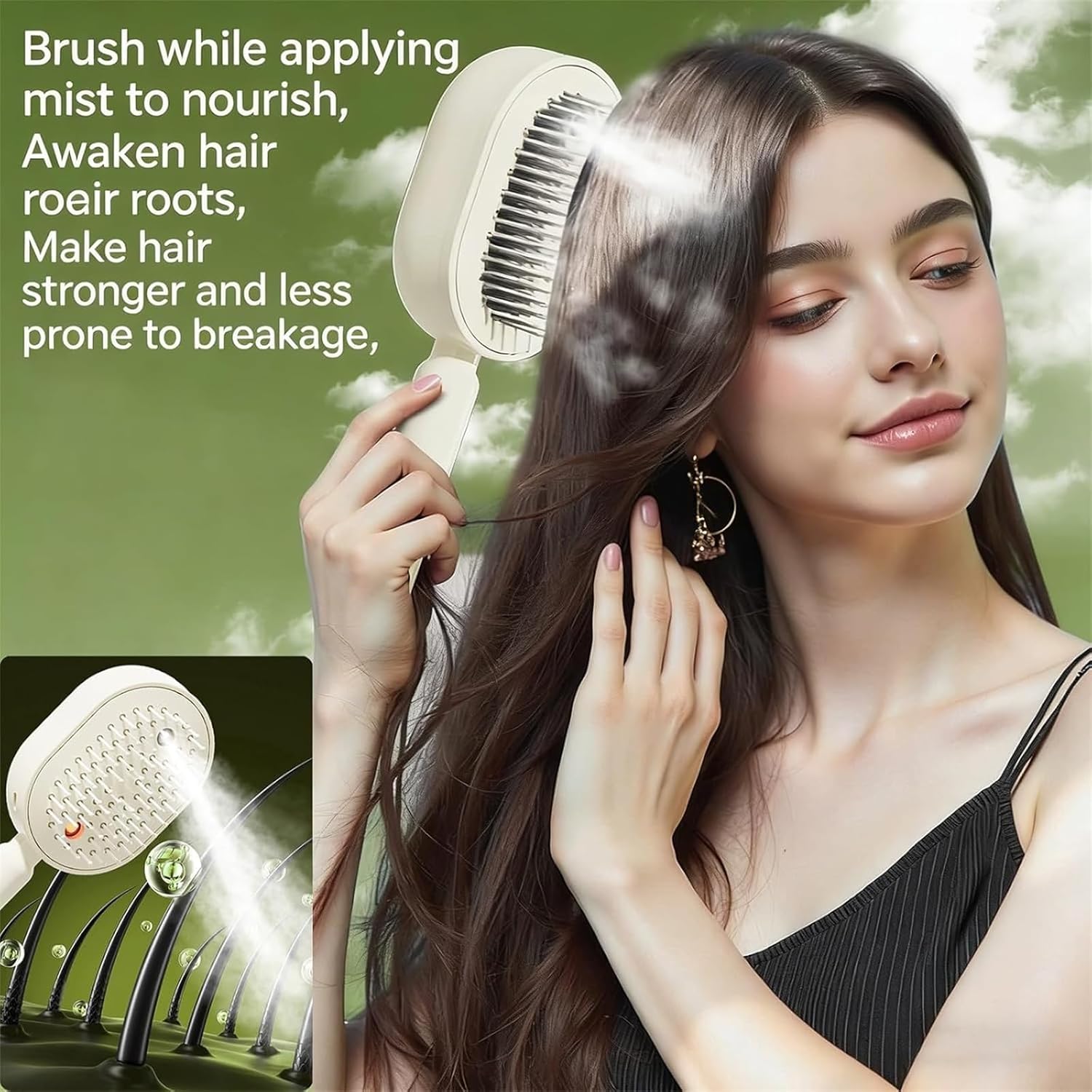 Rechargeable Mist Spray Detangling Hair Brush for All Hair | With Oil