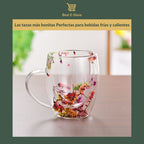 🌼Floral Fusion: Vasos Vidrio Doble Pared