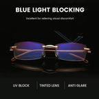 Smart Reading Glasses  Rimless Anti Blue Ray Reading Glasses Men Women