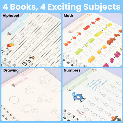 Magic Writing Book- Reusable Handwriting Practice with Disappearing Ink 4pc Set