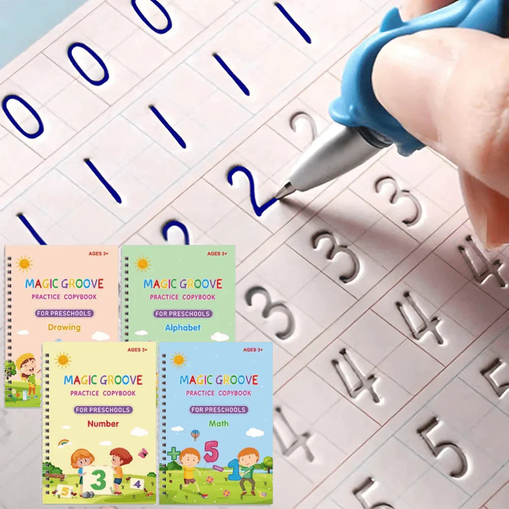 Magic Writing Book- Reusable Handwriting Practice with Disappearing Ink 4pc Set